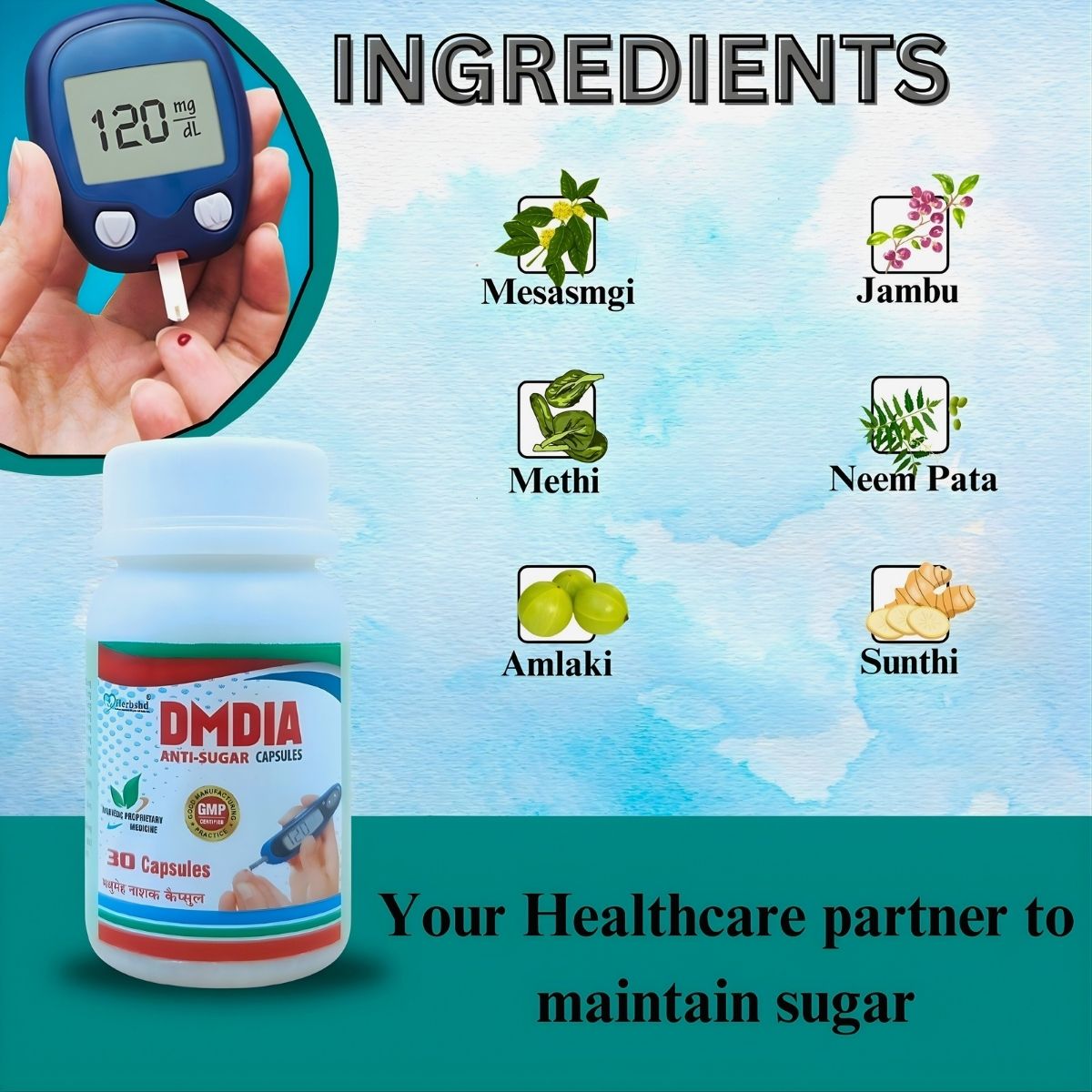 Ayurvedic DMDIA Anti-Sugar Capsule | For Suger Control | 30 Capsule - health aim pharmacy