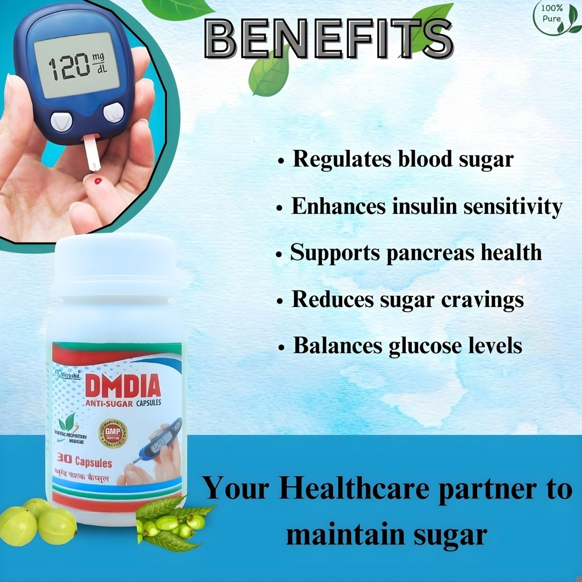 Ayurvedic DMDIA Anti-Sugar Capsule | For Suger Control | 30 Capsule - health aim pharmacy