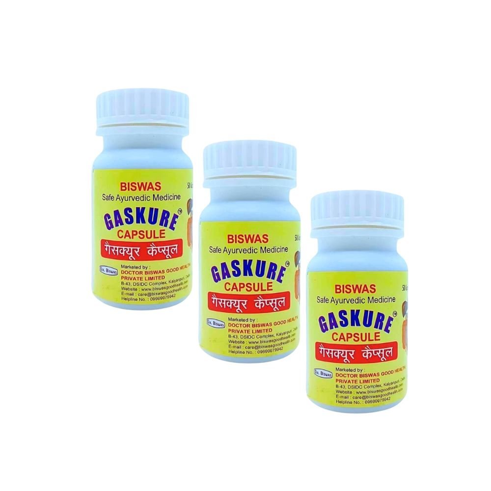 Ayurvedic Dr. Biswas Gaskure Capsule 50'caps (pack of 3) - HEALTH AIM PHARMACY