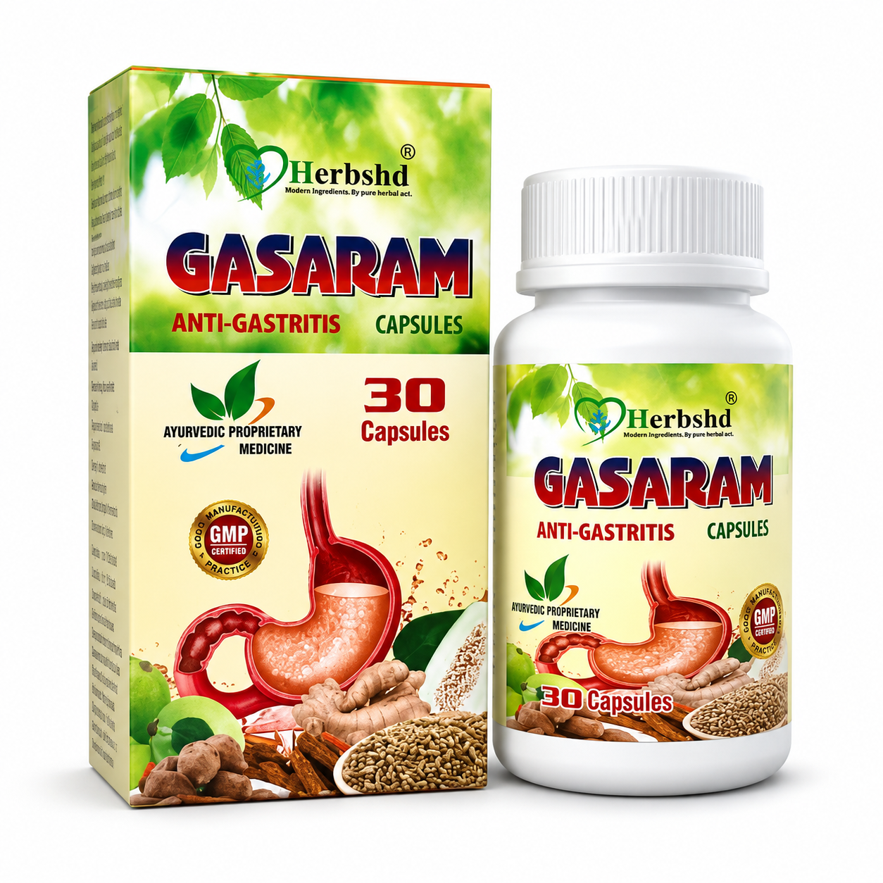 Ayurvedic Dr. Biswas Good Health 50 Capsules Pack Of 2 + Herbshd Gasaram 30 Capsules Pack of 1 - HEALTH AIM PHARMACY