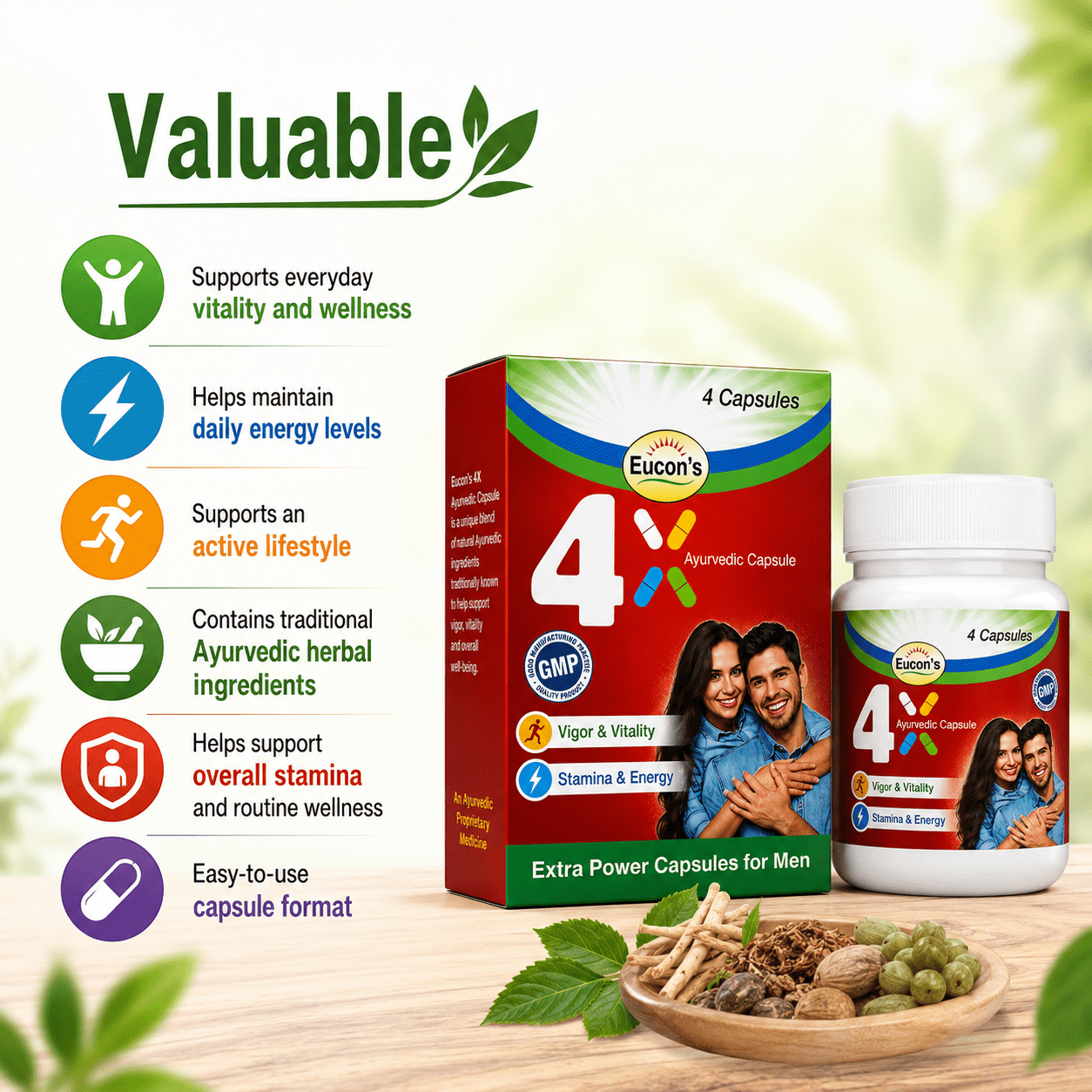 Ayurvedic Eucon's 4x Capsule (Pack Of 6) - HEALTH AIM PHARMACY