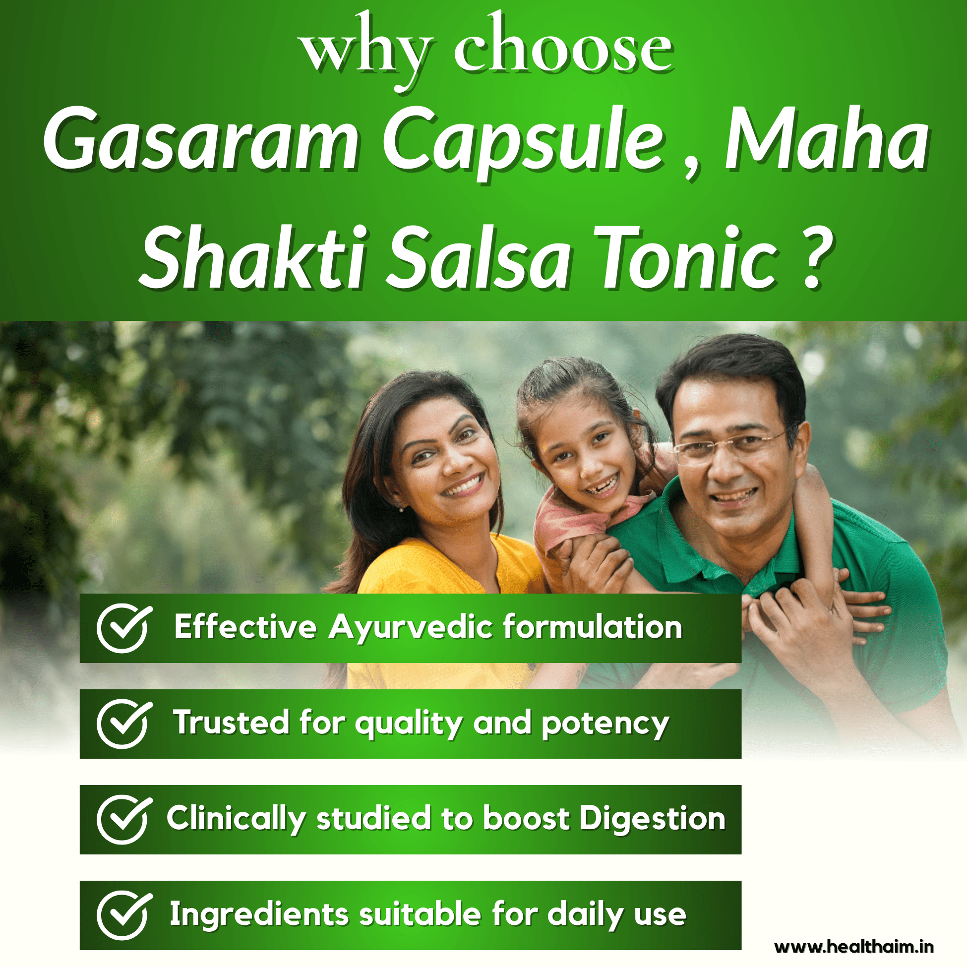 Ayurvedic Gasaram Capsule + Maha Shakti Salsa Tonic | 30Caps + 450ml | Combo Pack - HEALTH AIM PHARMACY