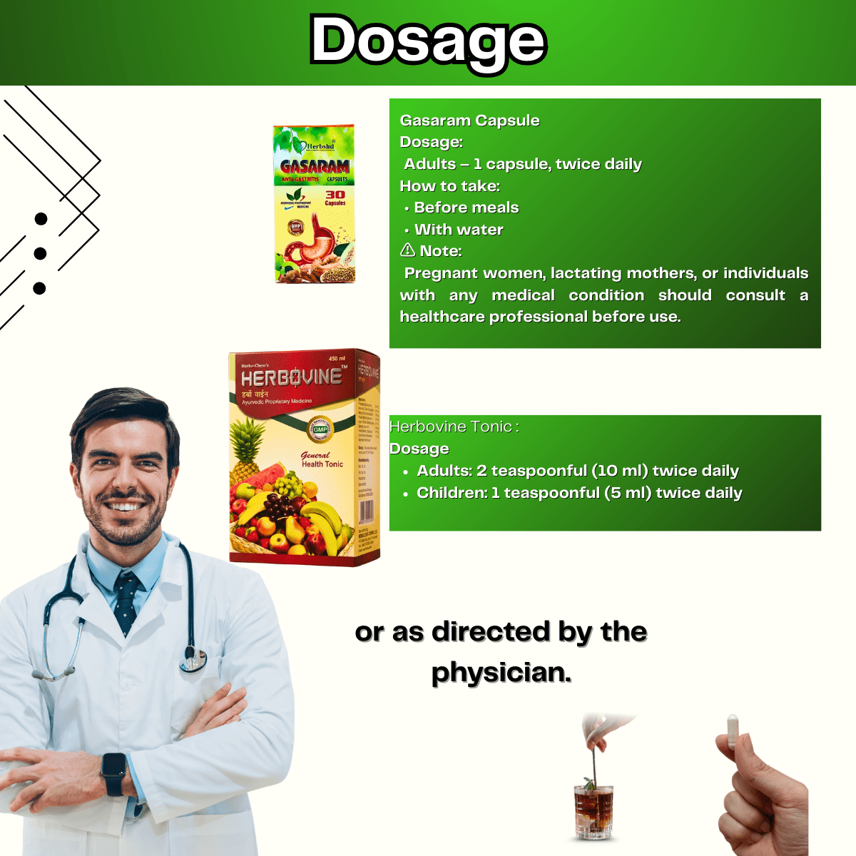 Ayurvedic Gasaram Capsules + Herbovine Tonic | 30Caps + 450ml | combo Pack - HEALTH AIM PHARMACY