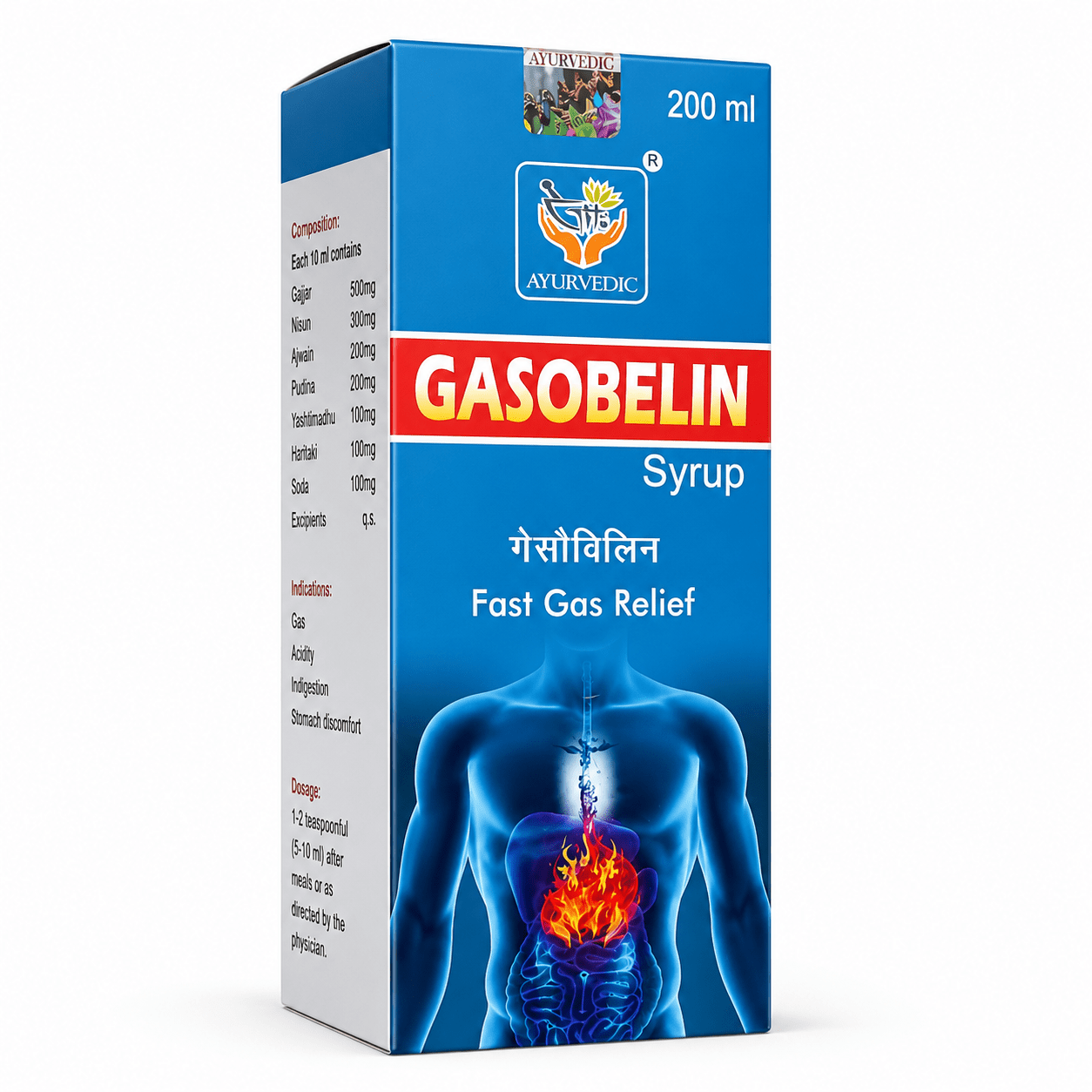 Ayurvedic Gastric Combo Kit : Gasaram Capsule + Amrit Churna + Gasobelin Syrup | 30Caps + 100gm + 200ml - HEALTH AIM PHARMACY