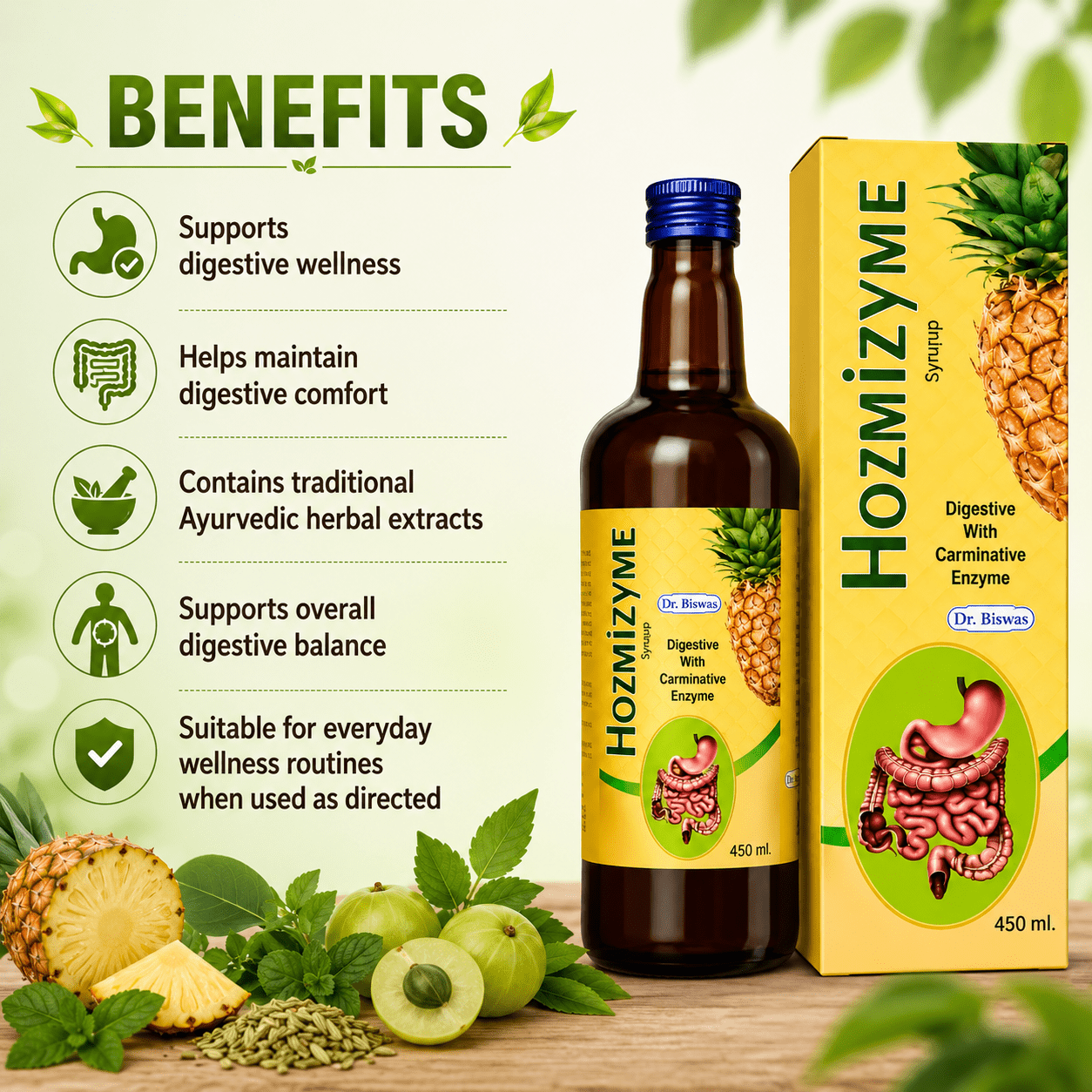 Ayurvedic Gastric Combo Kit: Gasaram Capsule + Laxo Plus Laxative Churna + Hozmizyme Tonic | 30Caps + 100gm +450ml - HEALTH AIM PHARMACY
