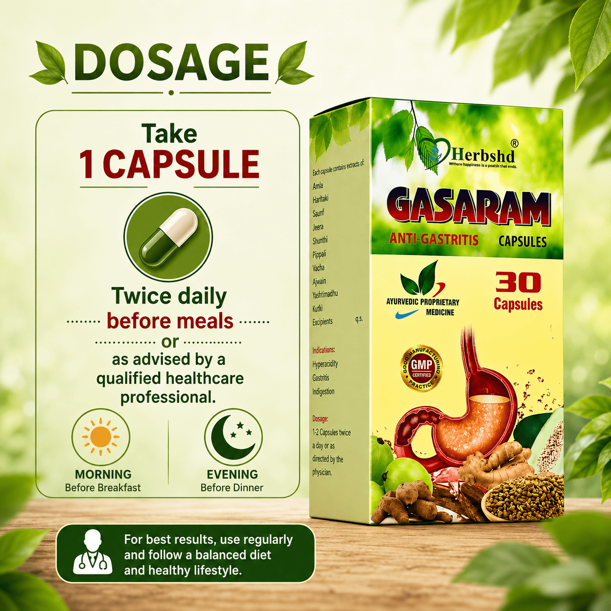 Ayurvedic Gastric Combo Kit: Gasaram Capsule + Laxo Plus Laxative Churna + Hozmizyme Tonic | 30Caps + 100gm +450ml - HEALTH AIM PHARMACY