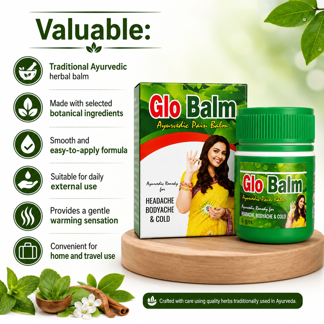 Ayurvedic Glo Balm for Pain, Headache etc (Pack of 10) - HEALTH AIM PHARMACY