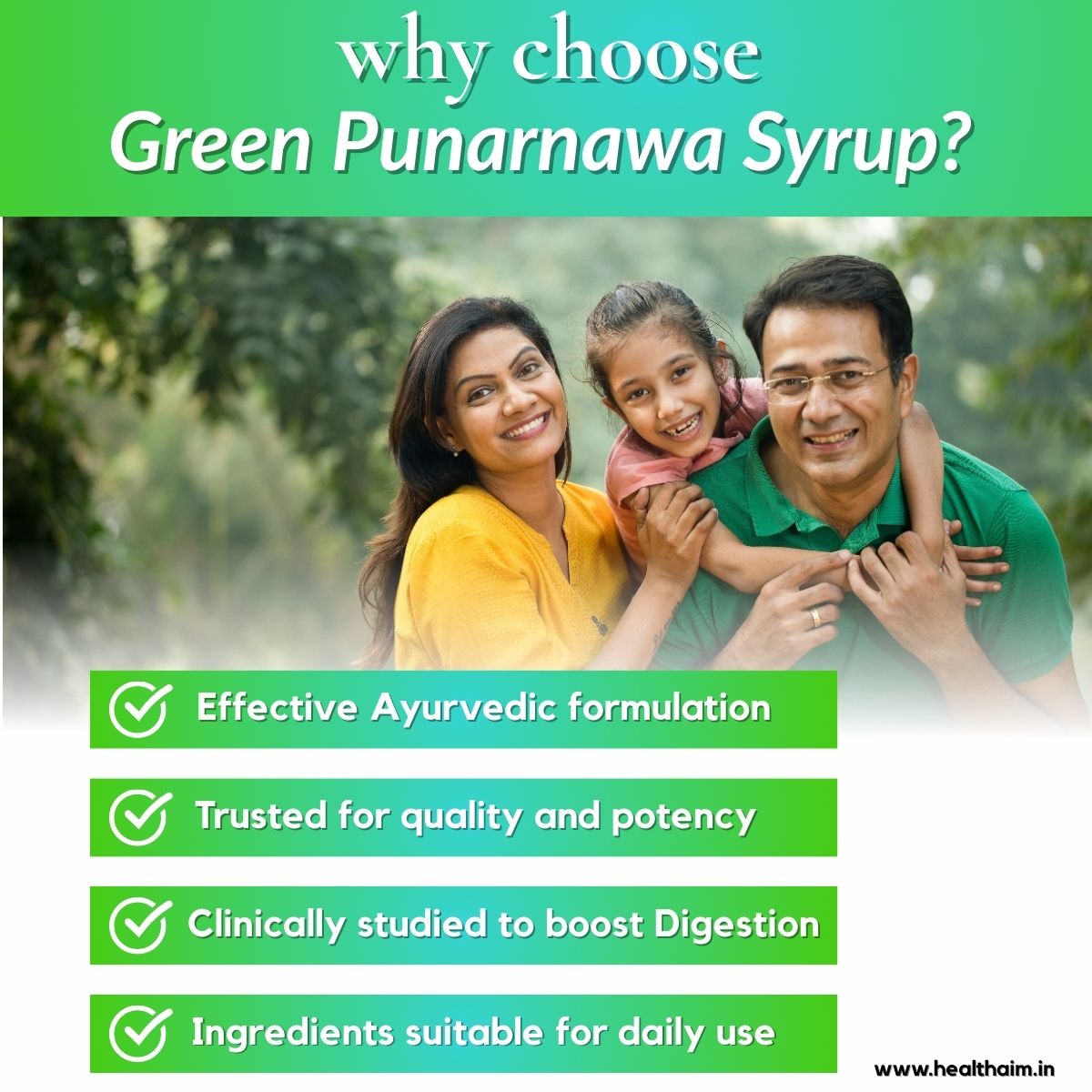 Ayurvedic Green Punarnawa Syrup 200ml (pack of 4) - HEALTH AIM PHARMACY