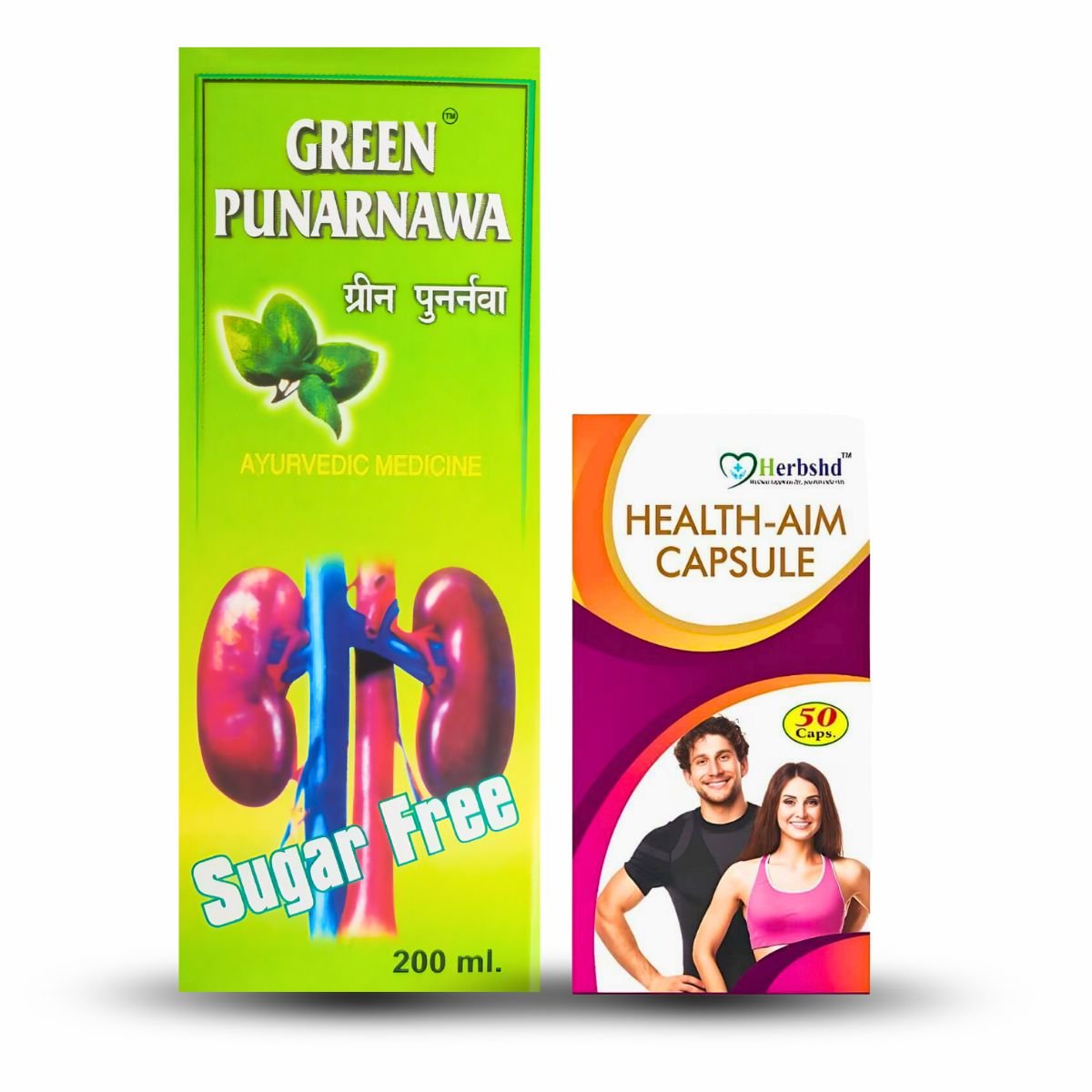 Ayurvedic Green Punarnawa Syrup & Health Aim Capsule | 200ml + 50Caps | Combo Pack - HEALTH AIM PHARMACY
