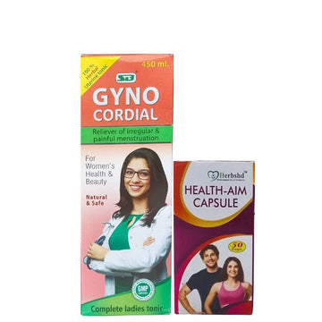 AYURVEDIC GYNO CORDIAL SYRUP & HEALTH - AIM CAPSULE (COMBO PACK) - HEALTH AIM PHARMACY