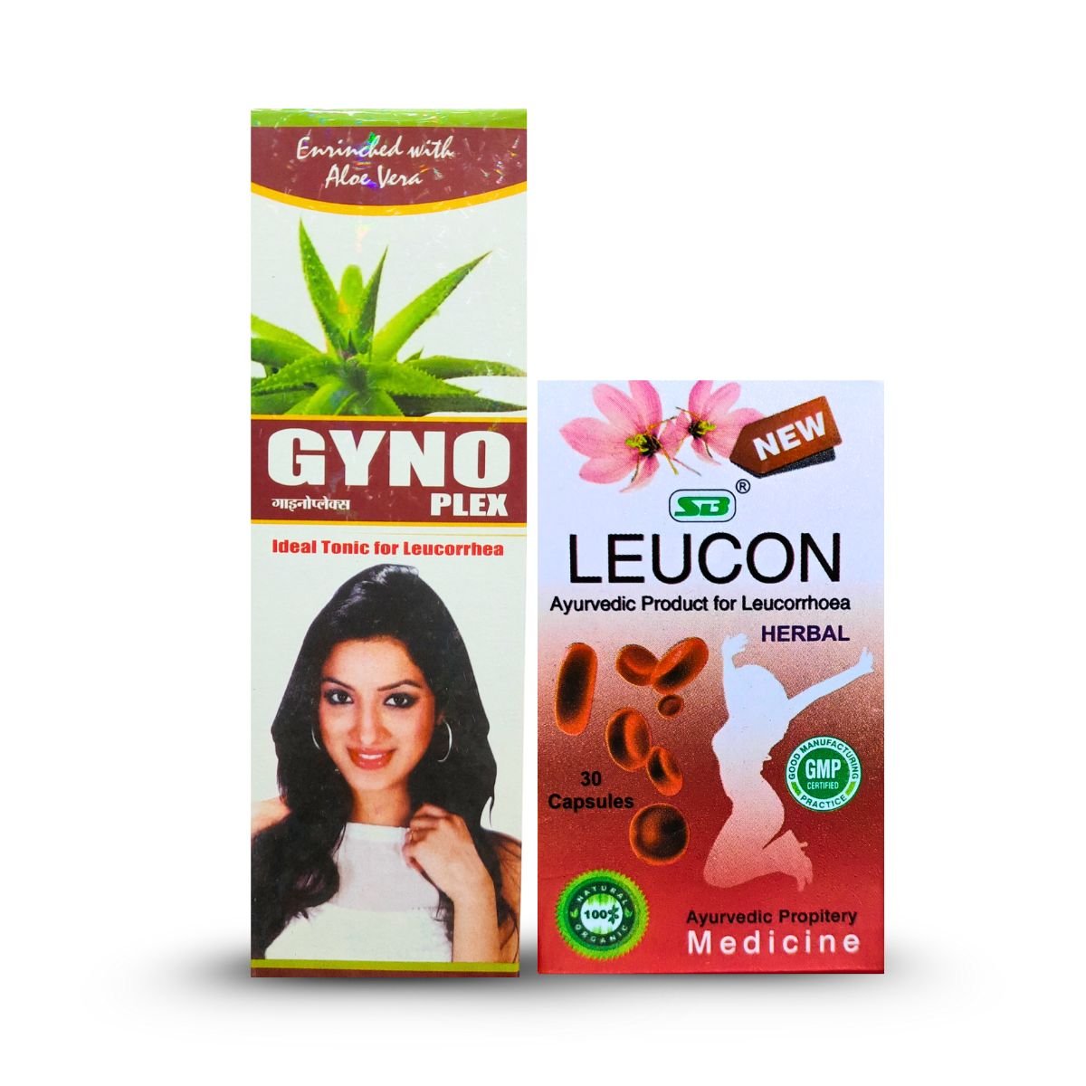 Ayurvedic GYNO PLEX Tonic & LEUCON Capsule | 300ml + 30 Cap | Combo Pack - HEALTH AIM PHARMACY