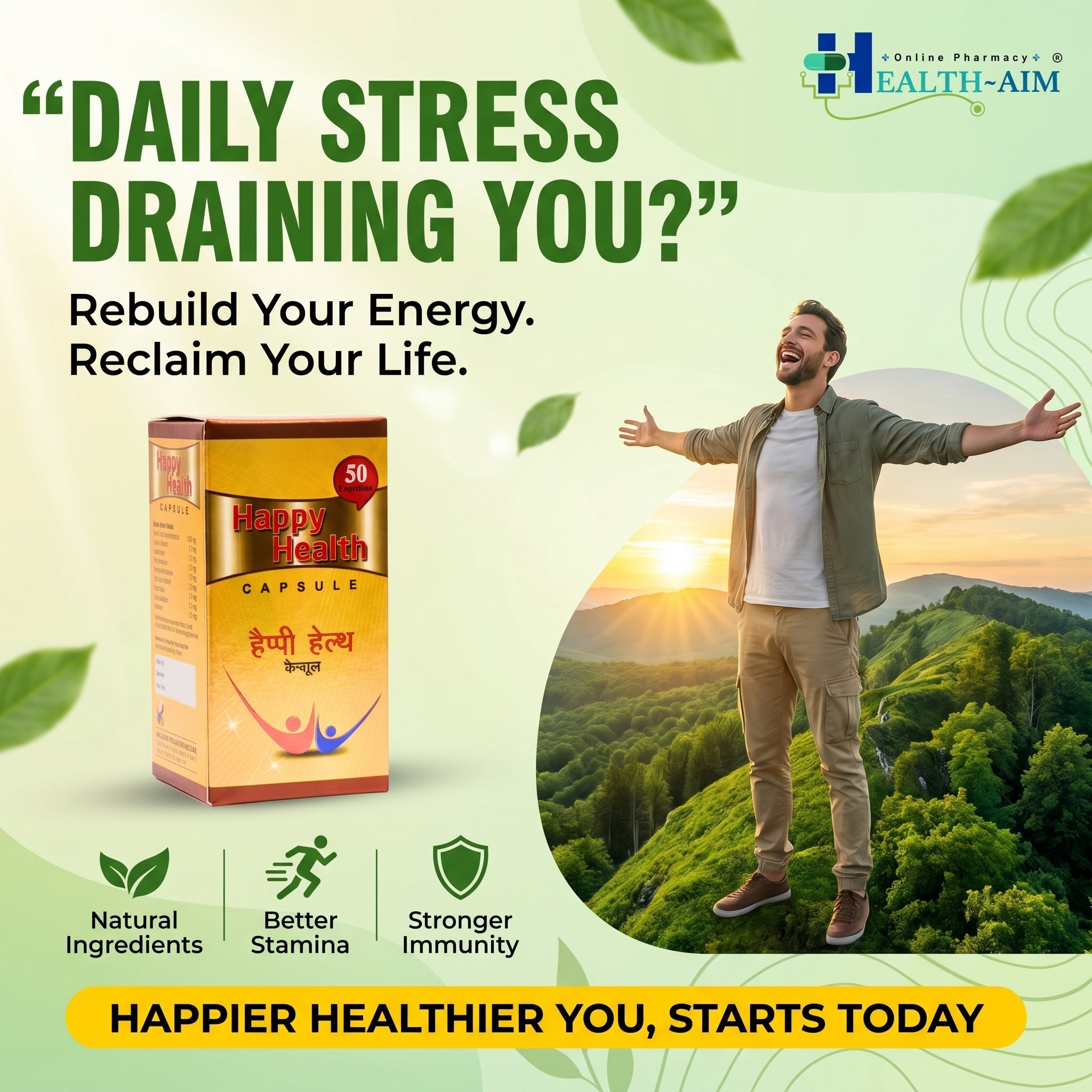 Ayurvedic Happy Health 50 Capsule - HEALTH AIM PHARMACY
