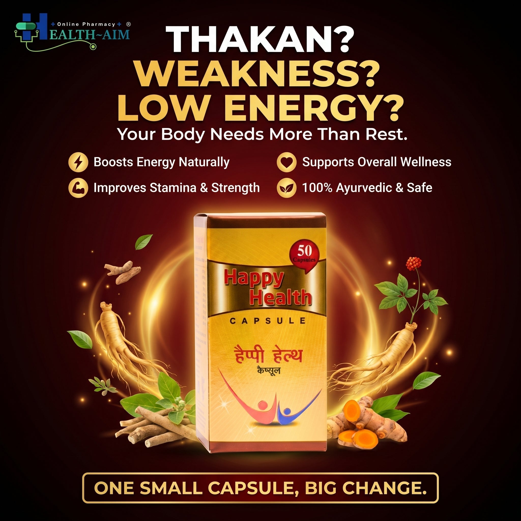 Ayurvedic Happy Health 50 Capsule - HEALTH AIM PHARMACY