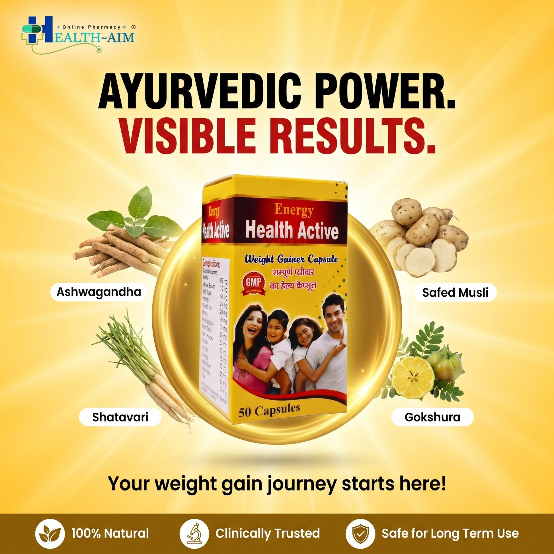Ayurvedic Health Active Capsule – Daily Energy & Wellness Support | pack of 3 - HEALTH AIM PHARMACY
