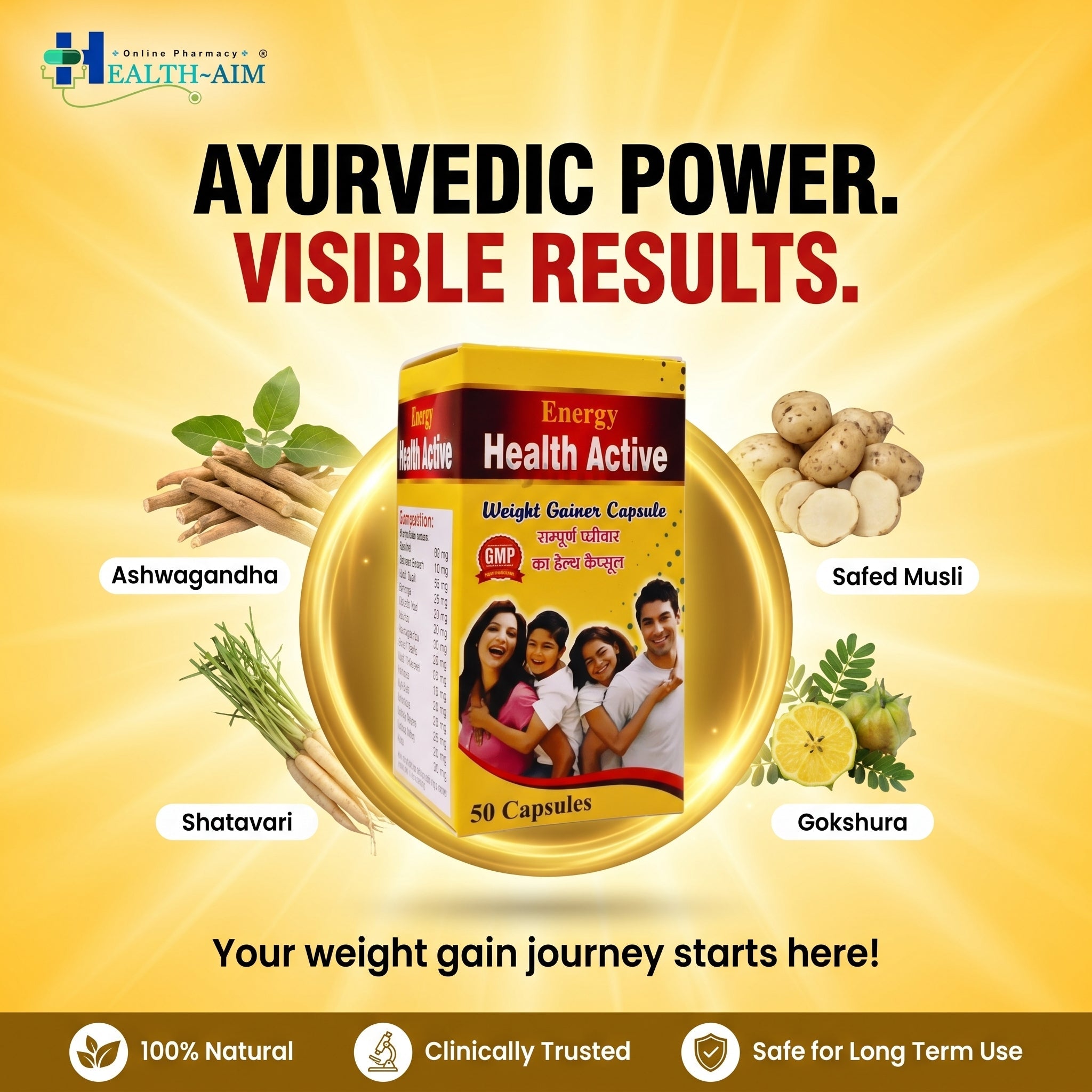 Ayurvedic Health Active Capsule – Daily Energy & Wellness Support | pack of 3 - HEALTH AIM PHARMACY