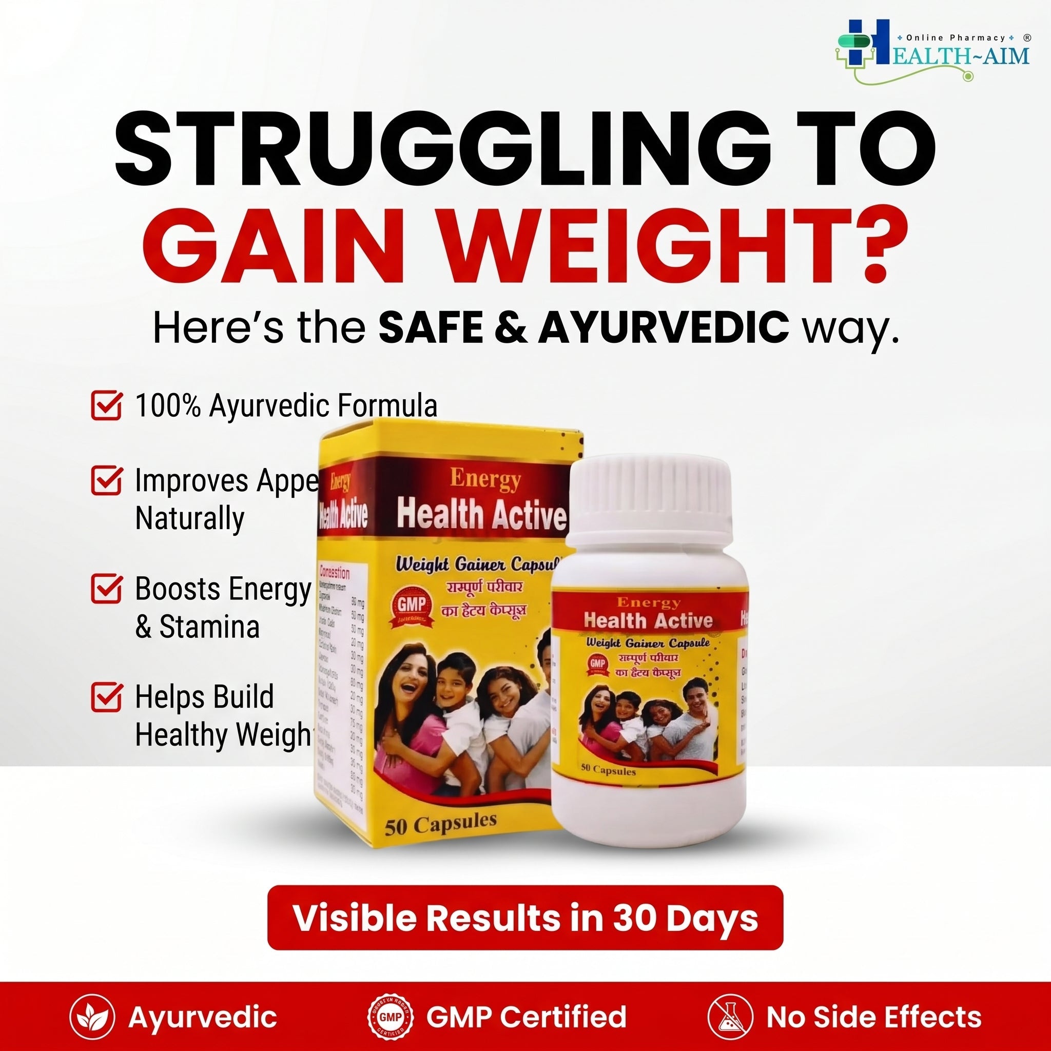Ayurvedic Health Active Capsule – Daily Energy & Wellness Support | pack of 3 - HEALTH AIM PHARMACY