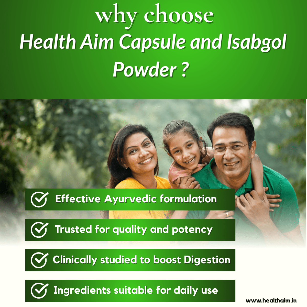 Ayurvedic Health Aim Capsule & Isabgol Powder Combo | 50Caps + 100g | Combo Pack - HEALTH AIM PHARMACY