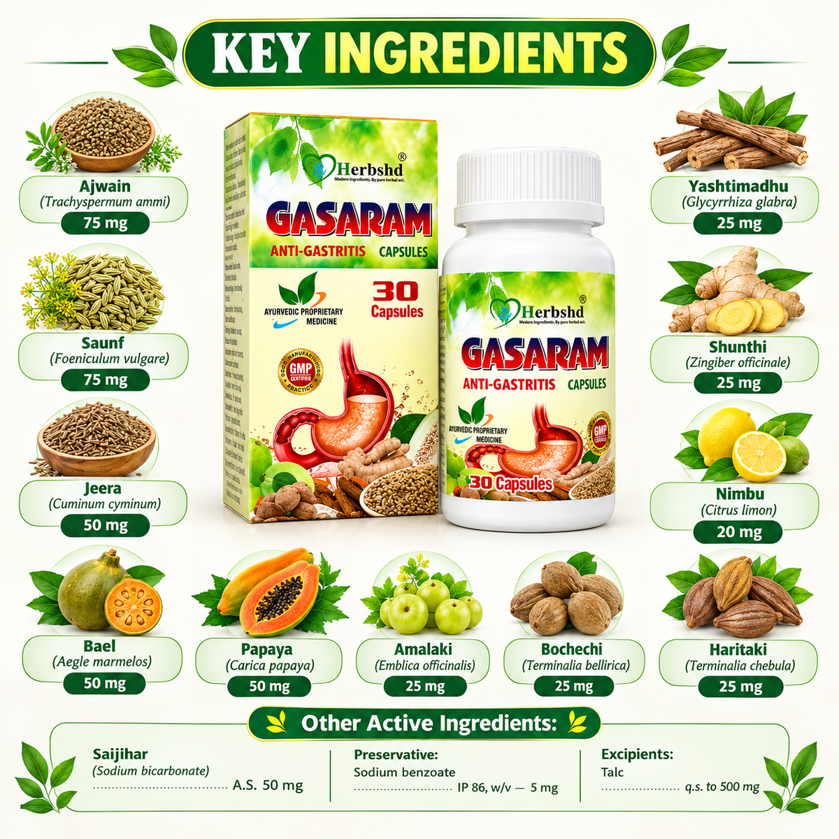 Ayurvedic Health Aim Plus Capsule & Gasaram Capsule Combo Pack of 2 + Get Best Health Tonic FREE - HEALTH AIM PHARMACY