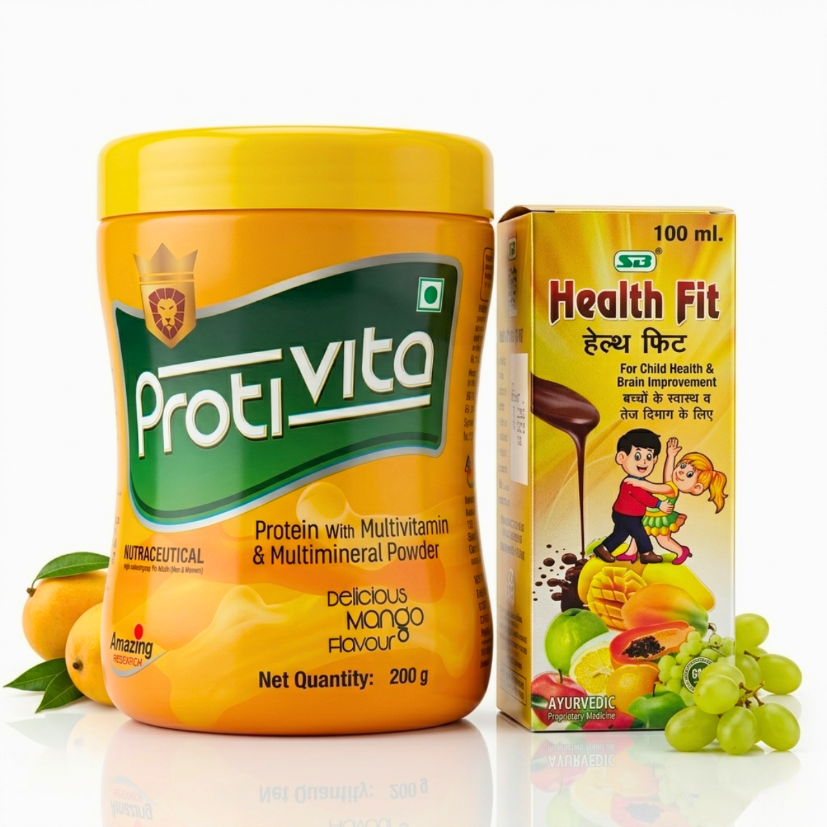 Ayurvedic Health Fit syrup pack of 2 & Protivita Protin Powder Combo | 100ml + 200gm | Combo Pack - HEALTH AIM PHARMACY