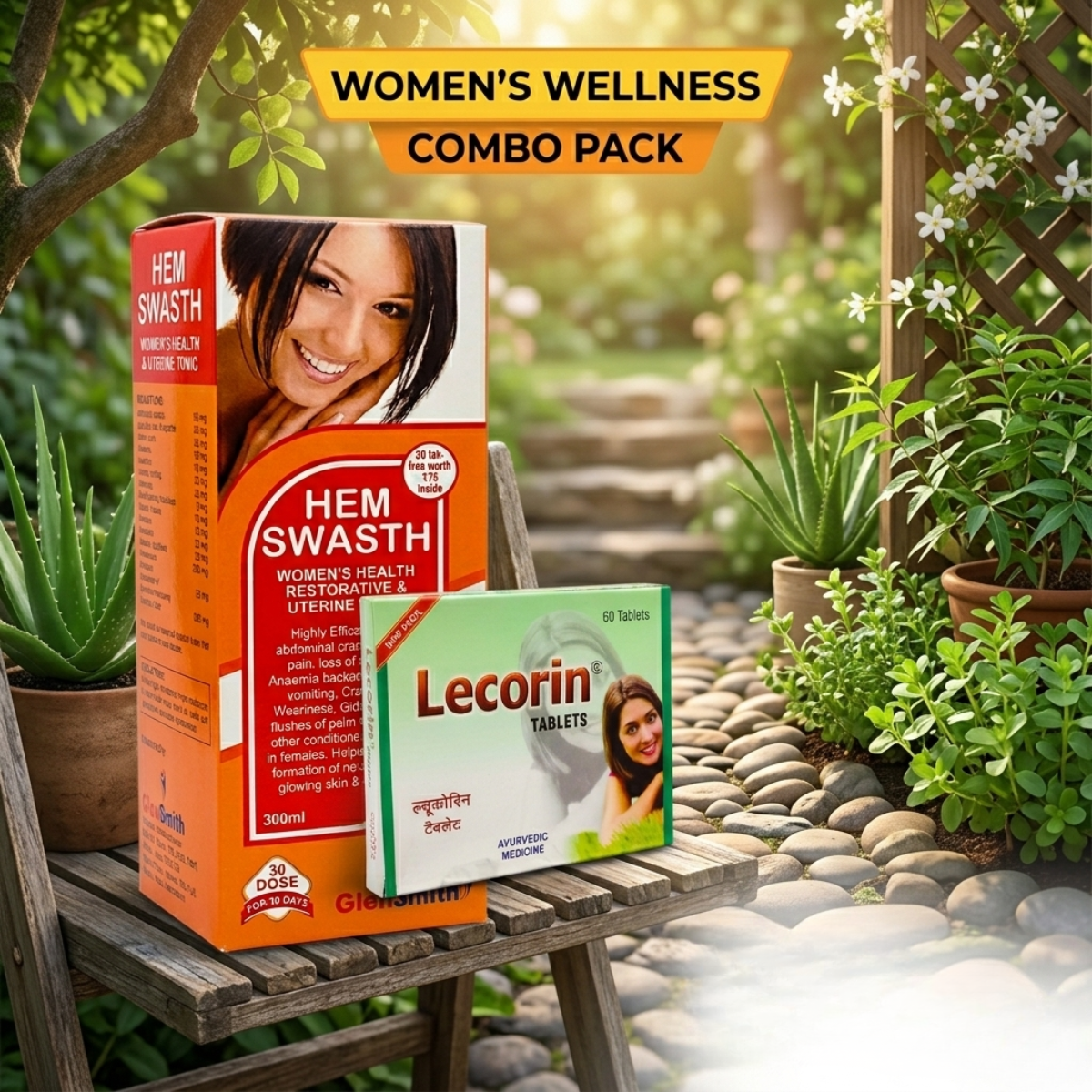 Ayurvedic Hem Swasth Tonic & Lecorin Tablet Women's Combo | 300ml + 60Tabs | Combo Pack - HEALTH AIM PHARMACY