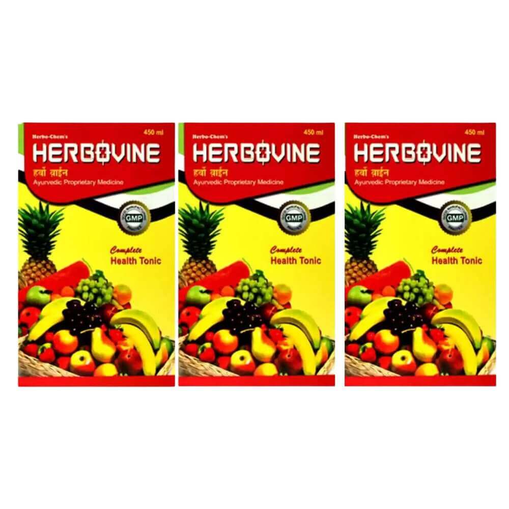 Ayurvedic HERBOVINE syrup 450ml (pack of 3) - HEALTH AIM PHARMACY
