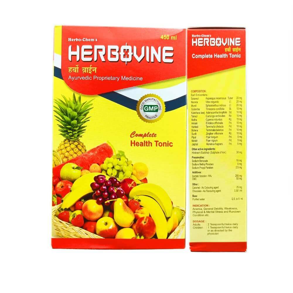 Ayurvedic HERBOVINE syrup 450ml (pack of 3) - HEALTH AIM PHARMACY