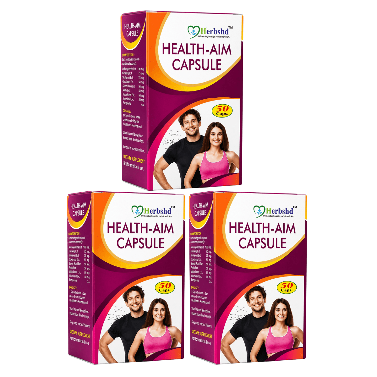 Ayurvedic Herbshd Health Aim Capsule | 50Capules | Best weight gain immunity boosts - HEALTH AIM PHARMACY