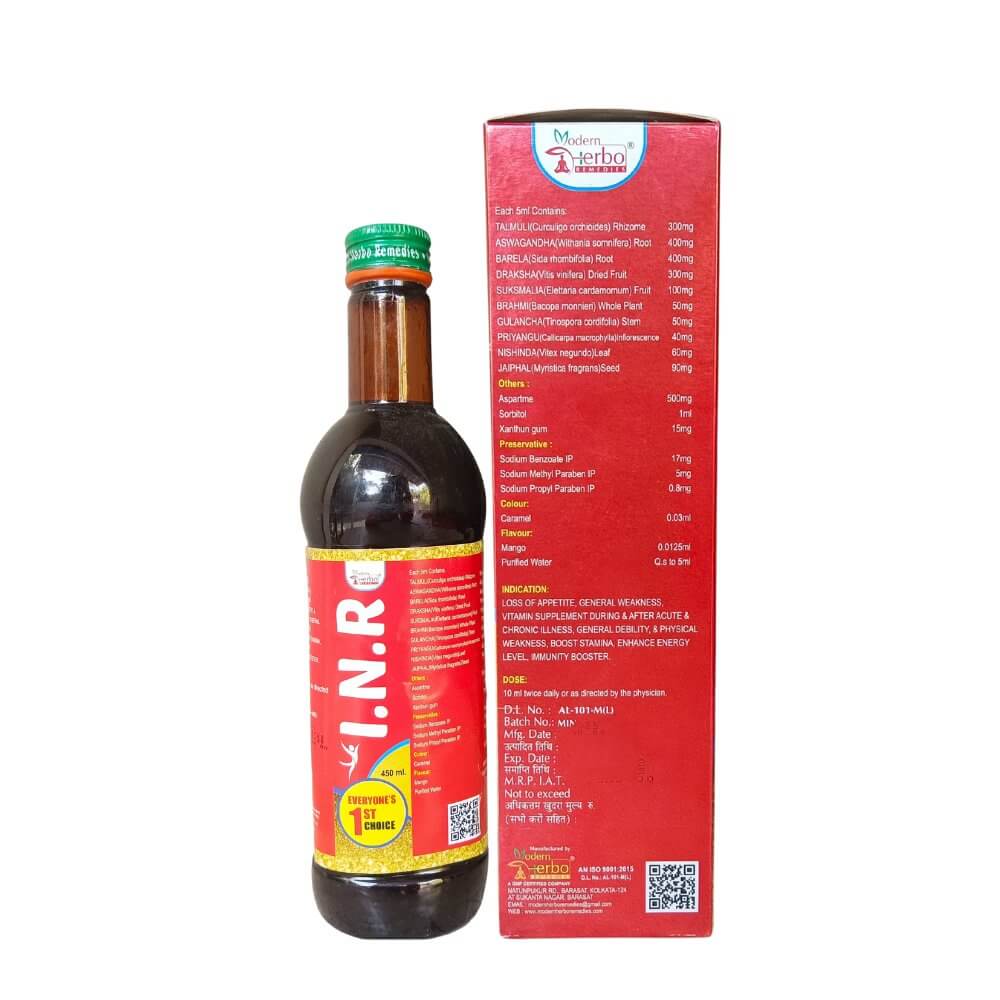 Ayurvedic I. N. R Syrup 450ml ( pack of 2 - HEALTH AIM PHARMACY