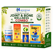 Ayurvedic Joint & Bone Wellness Combo Kit: Calcigrow Capsule and Ruma - T Capsule and Paralitol Oil & Calcium Plus Syrup | 60Caps + 30Caps + 100ml + 450ml - HEALTH AIM PHARMACY
