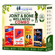 Ayurvedic Joint & Bone Wellness Combo : Pain Qr Plus Capsule & Oil and Calcimate Capsule & Calci - D Ultra Syrup Combo | 50Caps + 100ml + 50Caps + 450ml - HEALTH AIM PHARMACY
