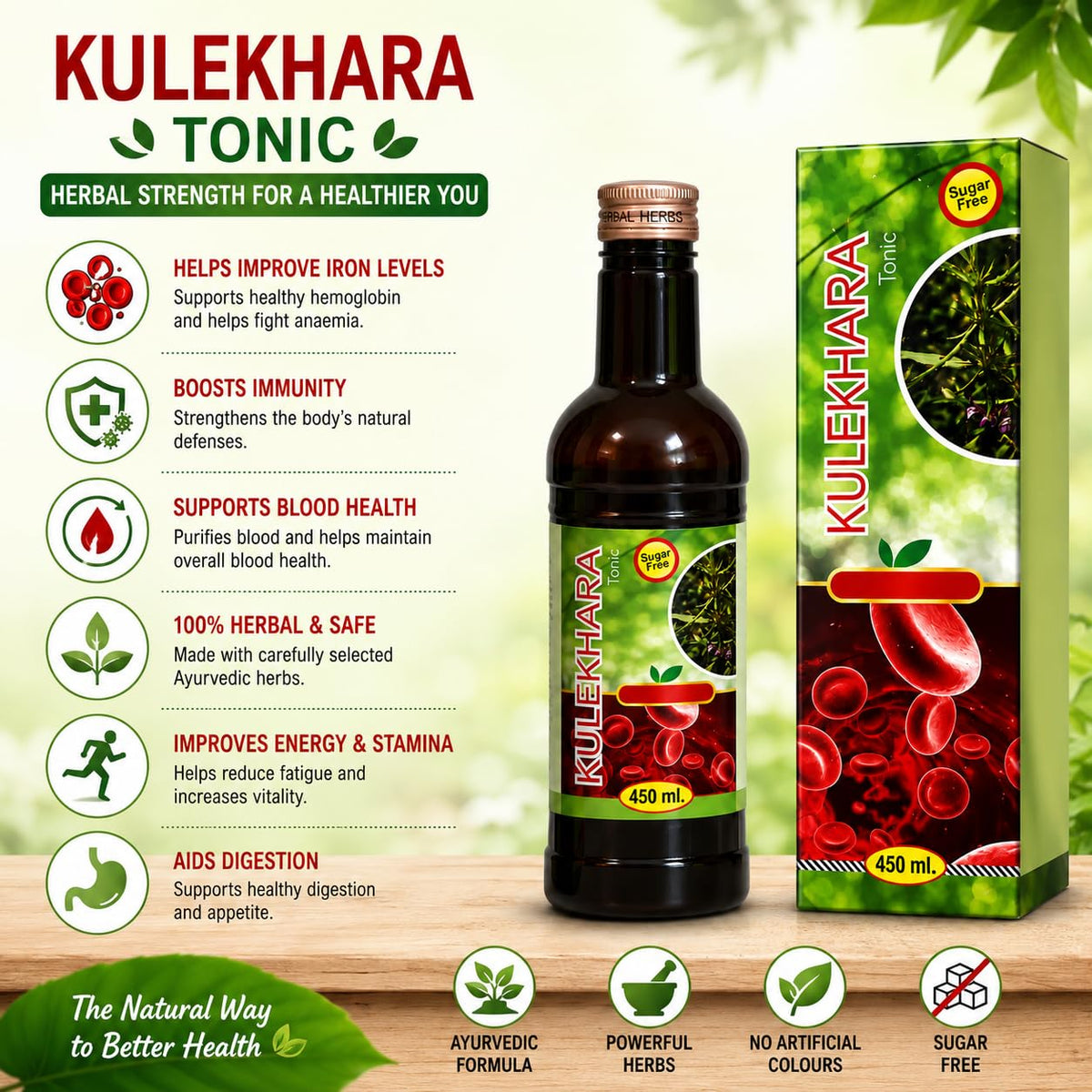 Ayurvedic Kulekhara Tonic for Iron Deficiency Anemia | 450 Ml | Pack of 2 - HEALTH AIM PHARMACY