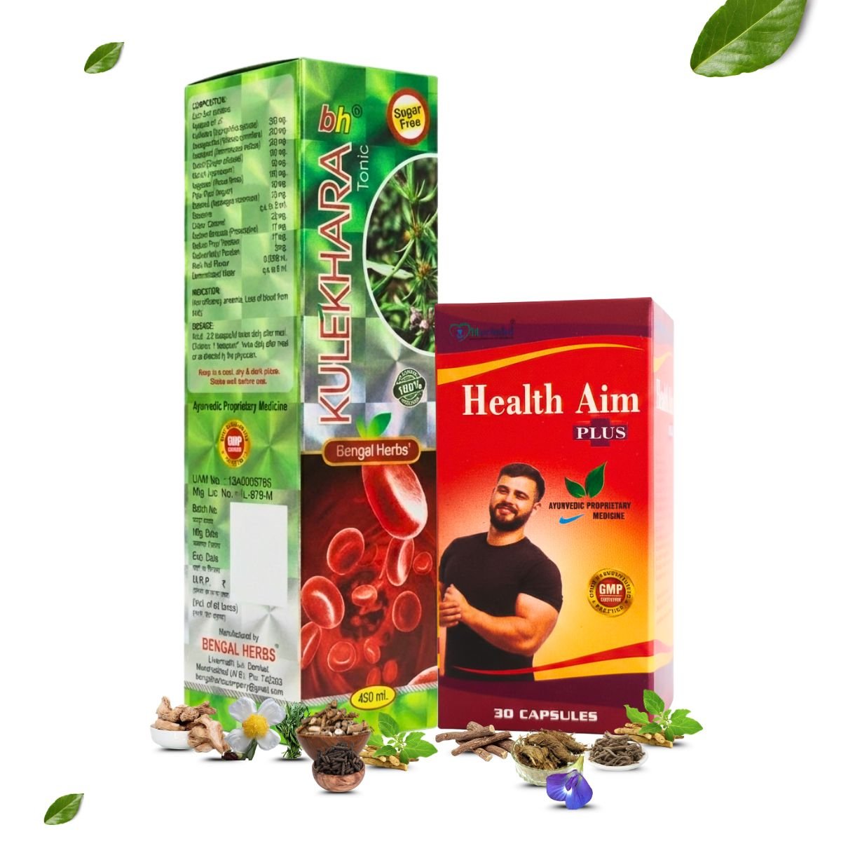 Ayurvedic Kulekhara Tonic & Health Aim Plus Capsule – Complete Blood, Heart & Strength Wellness Combo | 450ml + 30Caps - HEALTH AIM PHARMACY