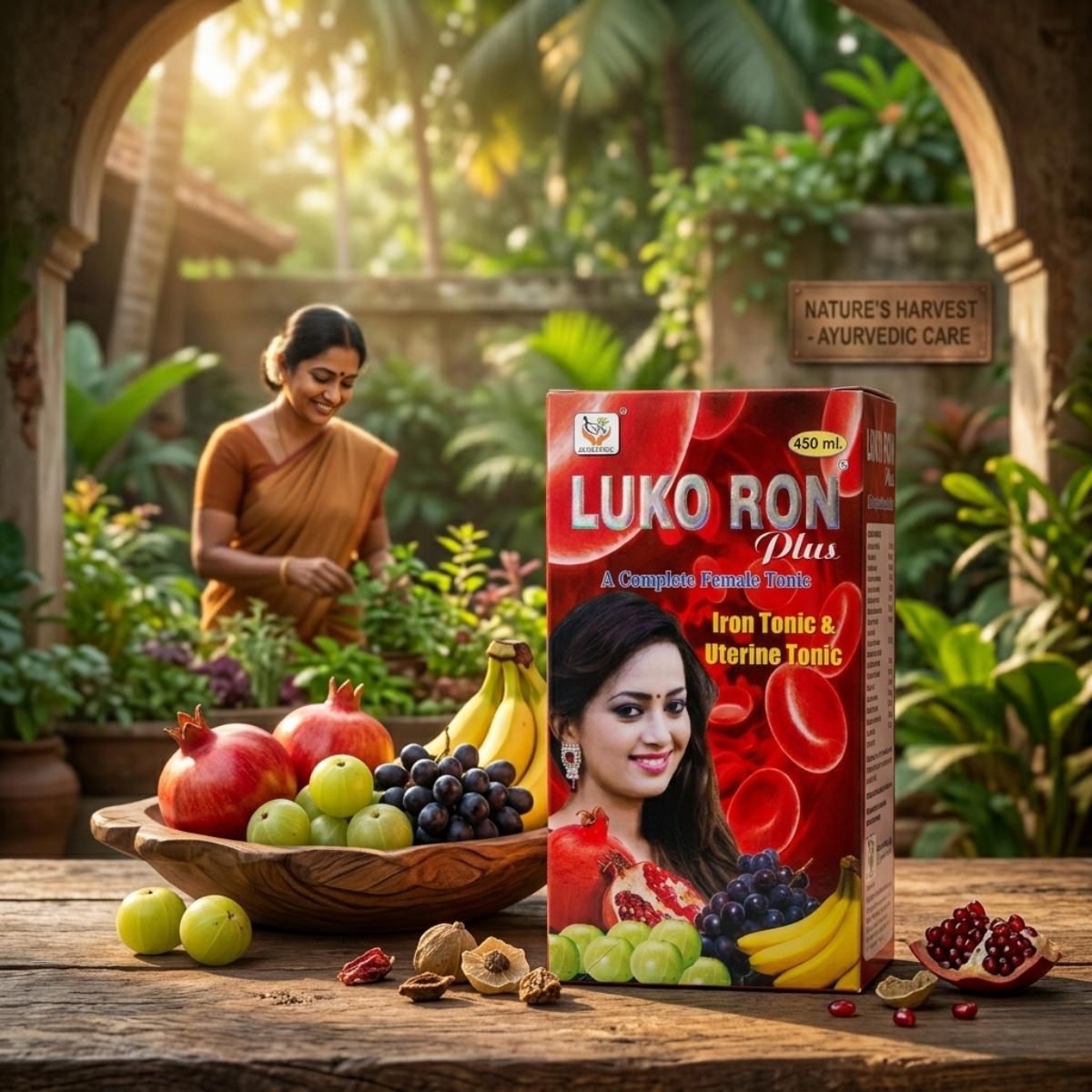 Ayurvedic Lecorin Tablets & Luko Ron Plus Tonic Women's Combo | 60Tabs + 450ml | Combo Pack - HEALTH AIM PHARMACY