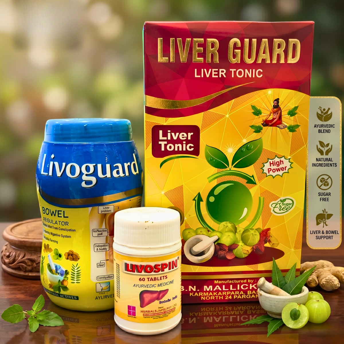 Ayurvedic Liver Care & Digestive Wellness Combo – Livospin Tablets + Liver Guard Tonic + Livoguard Powder | Supports Liver Health, Digestion & Detox - HEALTH AIM PHARMACY
