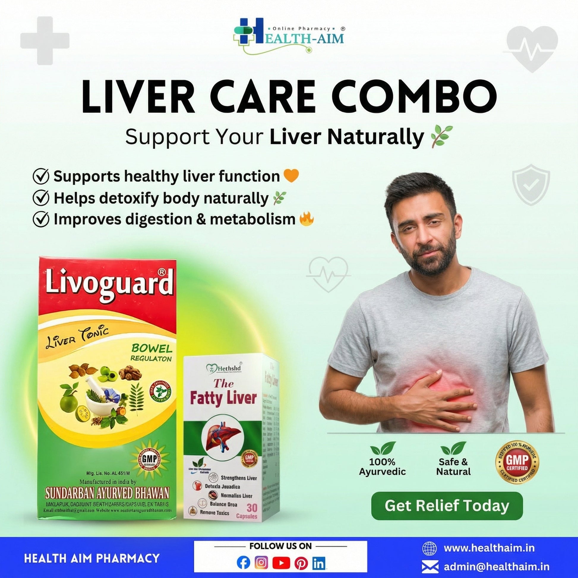 Ayurvedic Livoguard Liver Tonic + The Fatty Liver Capsule | 450ml + 30Cap | Combo Pack - HEALTH AIM PHARMACY