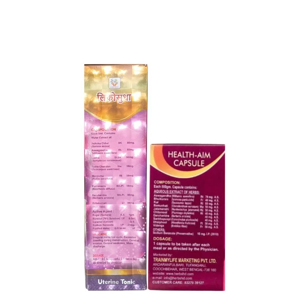 Ayurvedic Lukosudha Uterine Tonic 450ml & Health Aim Capsule (Combo pack) - HEALTH AIM PHARMACY