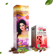 Ayurvedic LUKOSUDHA Uterine Tonic (FREE 10Caps) & LEUCON Capsules | 450ml + 30 Caps | Combo Pack - HEALTH AIM PHARMACY