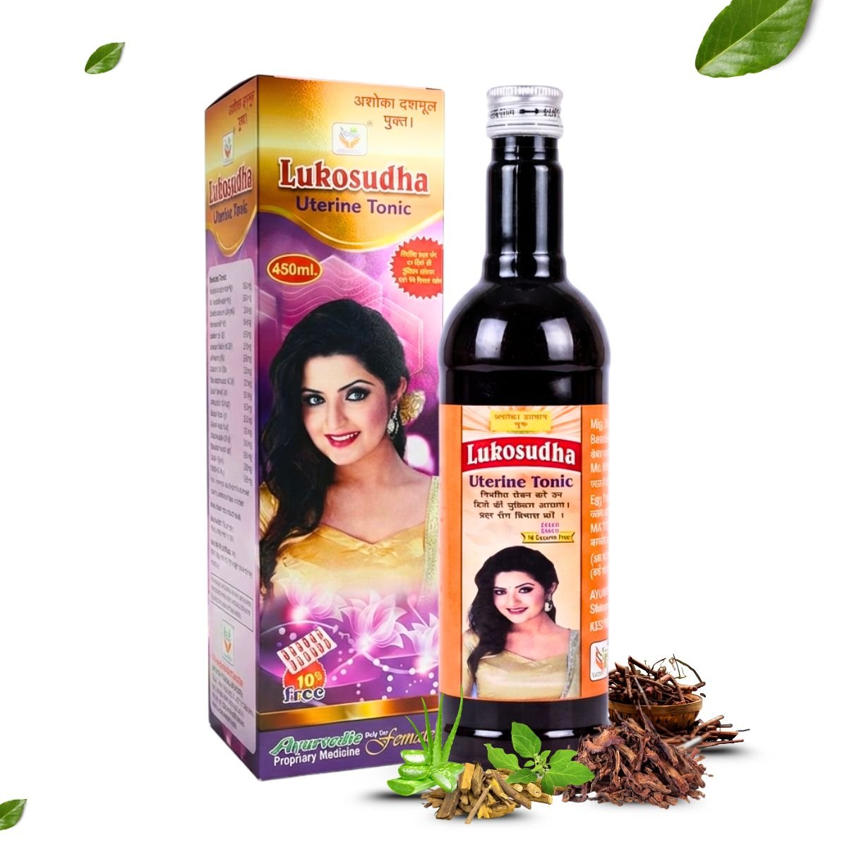 Ayurvedic LUKOSUDHA Uterine Tonic (FREE 10Caps) & LEUCON Capsules | 450ml + 30 Caps | Combo Pack - HEALTH AIM PHARMACY