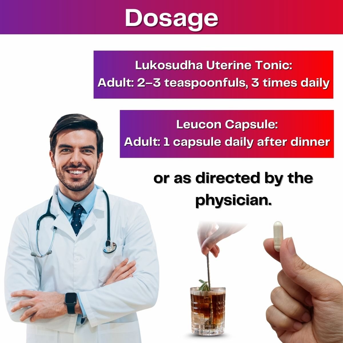 Ayurvedic LUKOSUDHA Uterine Tonic (FREE 10Caps) & LEUCON Capsules | 450ml + 30 Caps | Combo Pack - HEALTH AIM PHARMACY