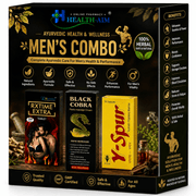 Ayurvedic Men's Combo: Y Spur Capsule and RxTime Extra Tablet & Black Cobra Massage Cream Combo | 30Caps + 30Tabs + 60Gm | Combo Pack - HEALTH AIM PHARMACY