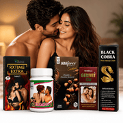 Ayurvedic Men’s Vitality & Wellness Complete Combo Kit – RxTime Extra Tablet 30 Tabs + Black Cobra Massage Cream 60gm + Stamina X Powder 100gm + Gerivit Oil 15ml + MANforce Condoms Chocolate Flavoured 10N Condoms - HEALTH AIM PHARMACY