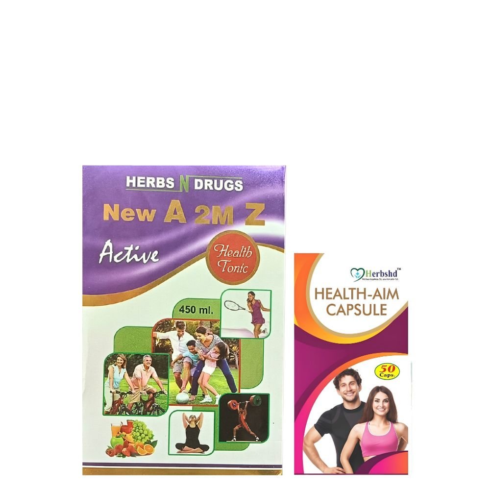 Ayurvedic New A 2M Z Active Health Tonic 450ml & Health Aim Capsule (combo pack) - HEALTH AIM PHARMACY