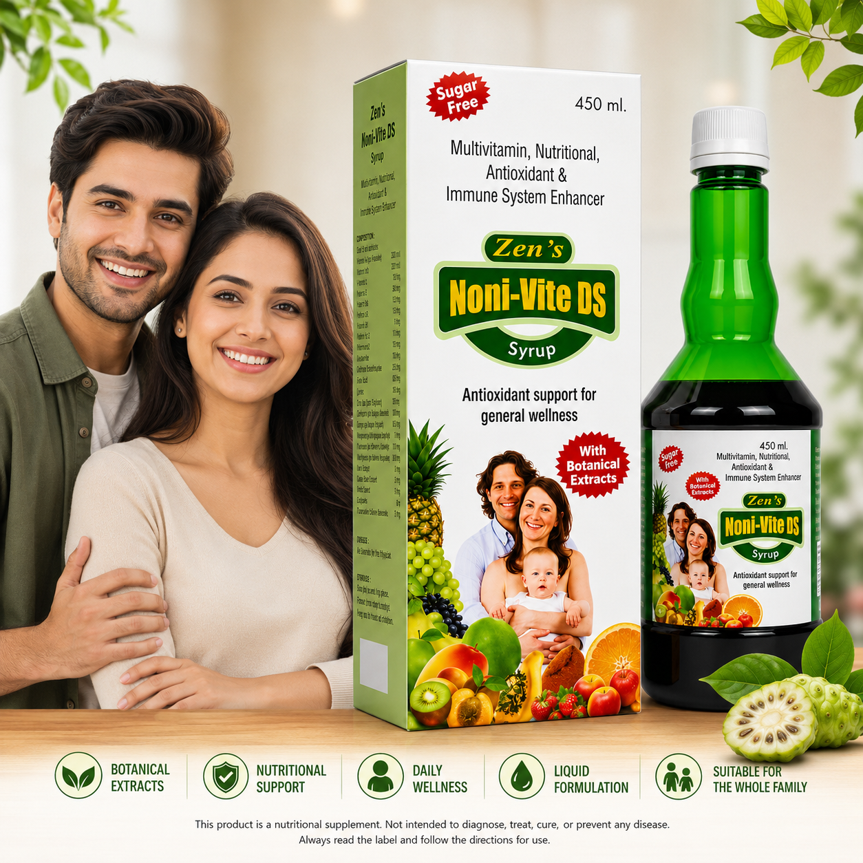 Ayurvedic Noni-Vita DS Sugar Free Multivitamin Syrup 450ml For General Health - HEALTH AIM PHARMACY