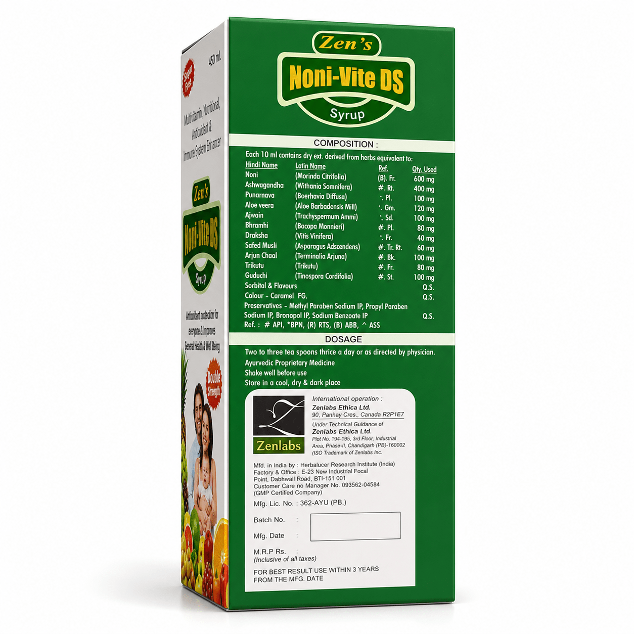 Ayurvedic Noni-Vita DS Sugar Free Multivitamin Syrup 450ml For General Health - HEALTH AIM PHARMACY