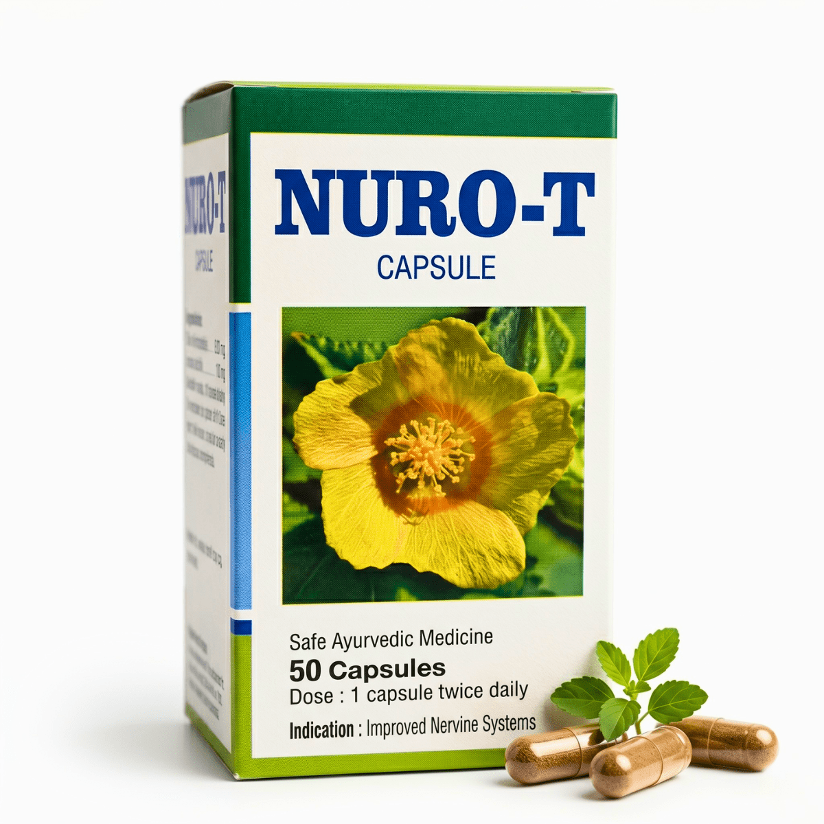 Ayurvedic NURO - T Capsule | Nerve Support & Energy | Herbal Formula, Stress Relief, Fatigue & Nervous System Health | Suitable Men, Women - HEALTH AIM PHARMACY