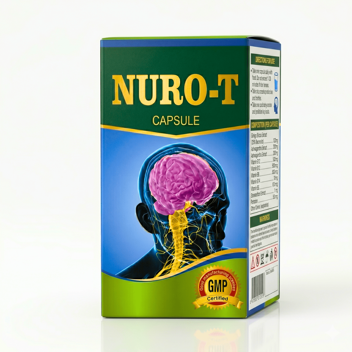 Ayurvedic NURO - T Capsule | Nerve Support & Energy | Herbal Formula, Stress Relief, Fatigue & Nervous System Health | Suitable Men, Women - HEALTH AIM PHARMACY