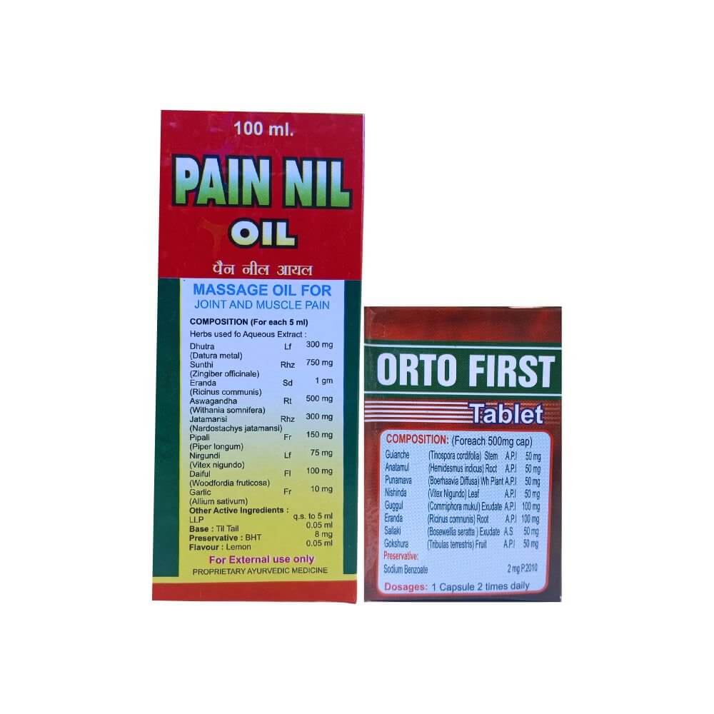 Ayurvedic Pain Nil Oil & Orto First Tablet combo pack (Pack of 2) - HEALTH AIM PHARMACY