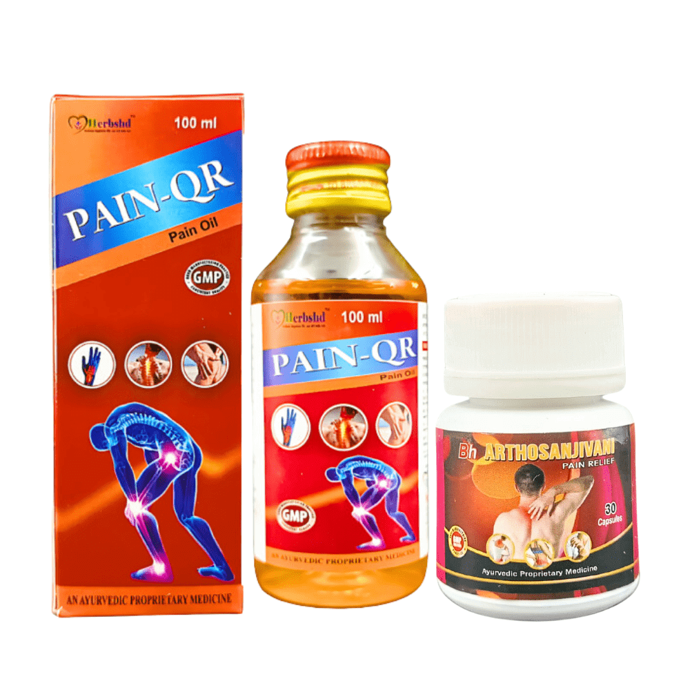 Ayurvedic Pain - Qr Oil & Arthosanjivani Pain Relief Capsule ( Combo Pack ) - HEALTH AIM PHARMACY