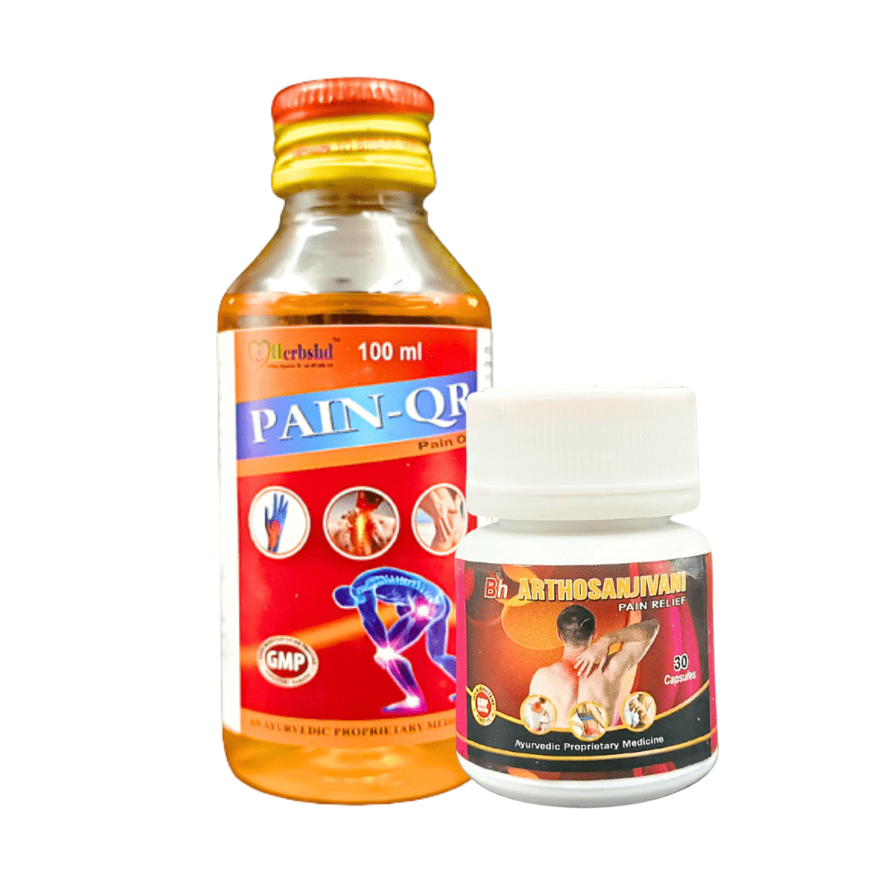 Ayurvedic Pain - Qr Oil & Arthosanjivani Pain Relief Capsule ( Combo Pack ) - HEALTH AIM PHARMACY