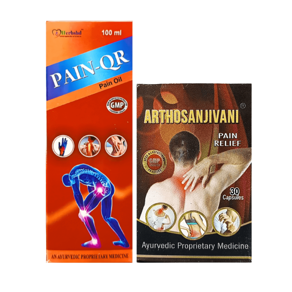 Ayurvedic Pain - Qr Oil & Arthosanjivani Pain Relief Capsule ( Combo Pack ) - HEALTH AIM PHARMACY
